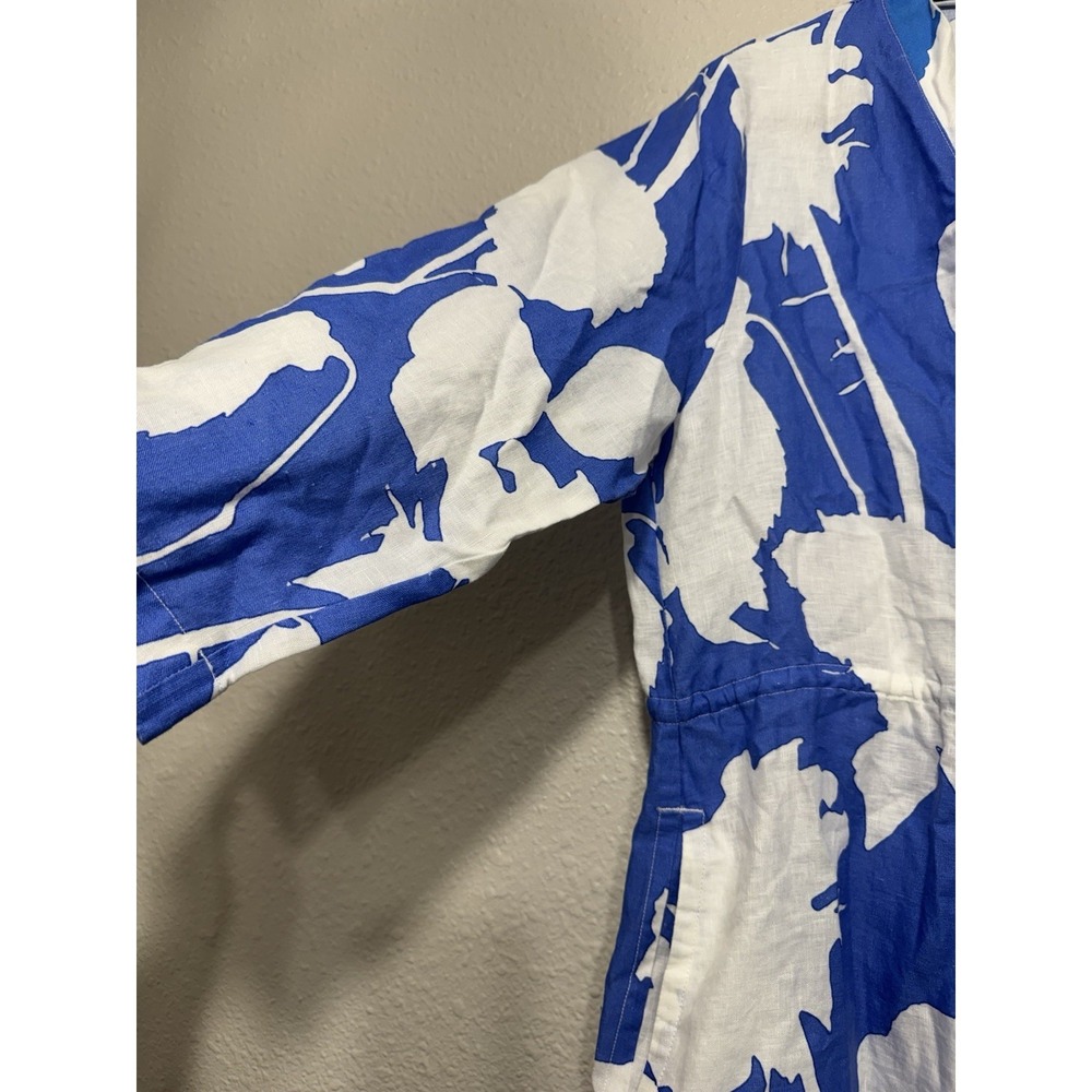 Poetry Linen Midi Dress L 12 Floral Boho Party Summer Cottagecore Feminine - Picture 2 of 14